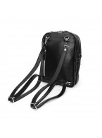 Черная кожаная сумка-рюкзак «Камила»