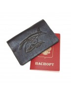 Обложка для паспорта коричневая кожаная Вертолет