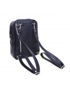 Синяя кожаная сумка-рюкзак «Стейси»