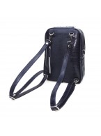 Синяя кожаная сумка-рюкзак «Стейси»