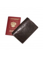 Обложка для паспорта кожаная Коричневый, Птица