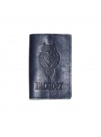 Обложка для паспорта кожаная Синий, Филин