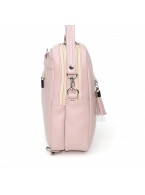 Сумка рюкзак кожаная женская бежево-розовая «Марьяна»