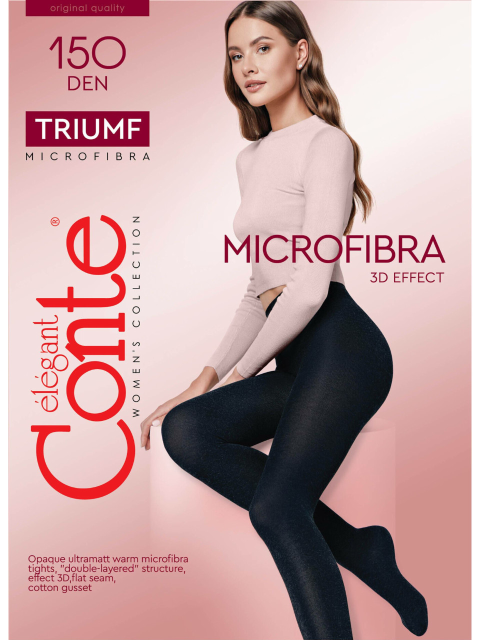 Купить теплые женские колготки из микрофибры Conte Triumf 150den grafit